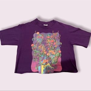 cropped purple graphic tee